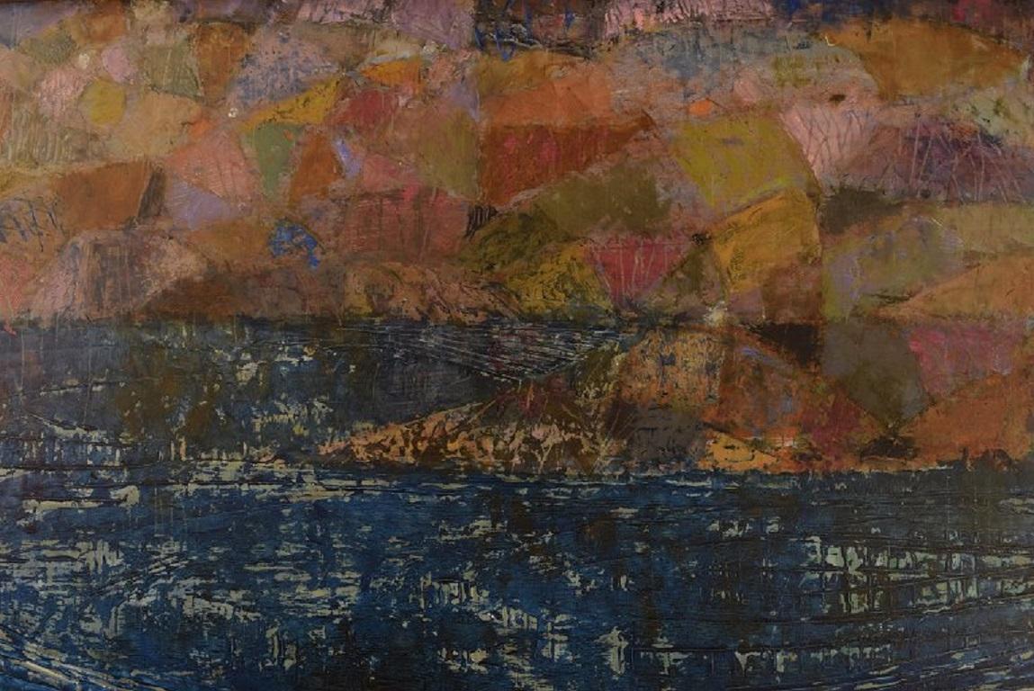 Inga Hense '1919-1999', Sweden, Oil on Board, Modernist Landscape, 1960s In Excellent Condition In Copenhagen, DK