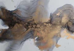 Abstract Ink and Gold Dust Painting on paper -Ukranian Artist