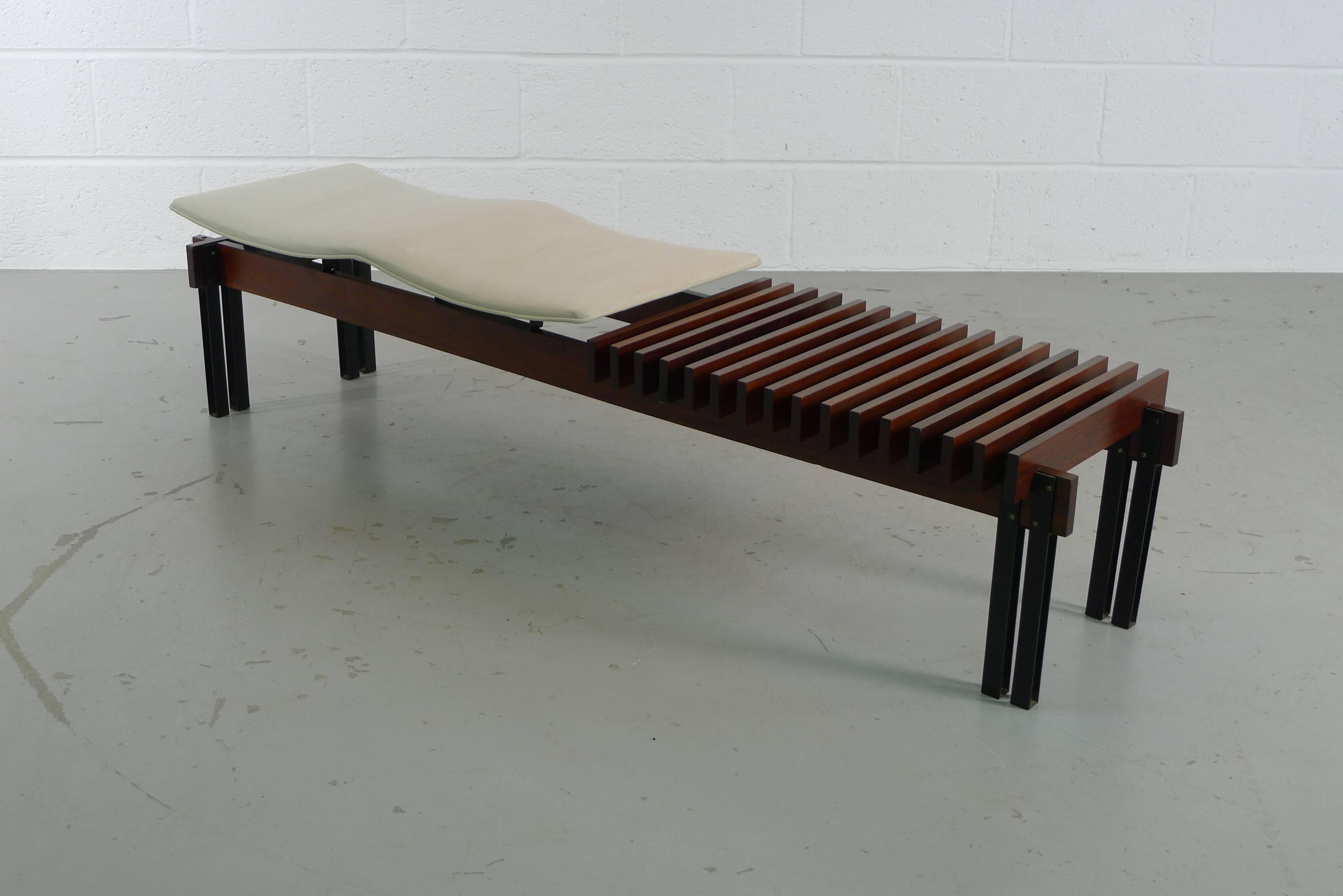 Mid-Century Modern Inge & Luciano Rubino, Long Slatted Bench with Seating, 1950s
