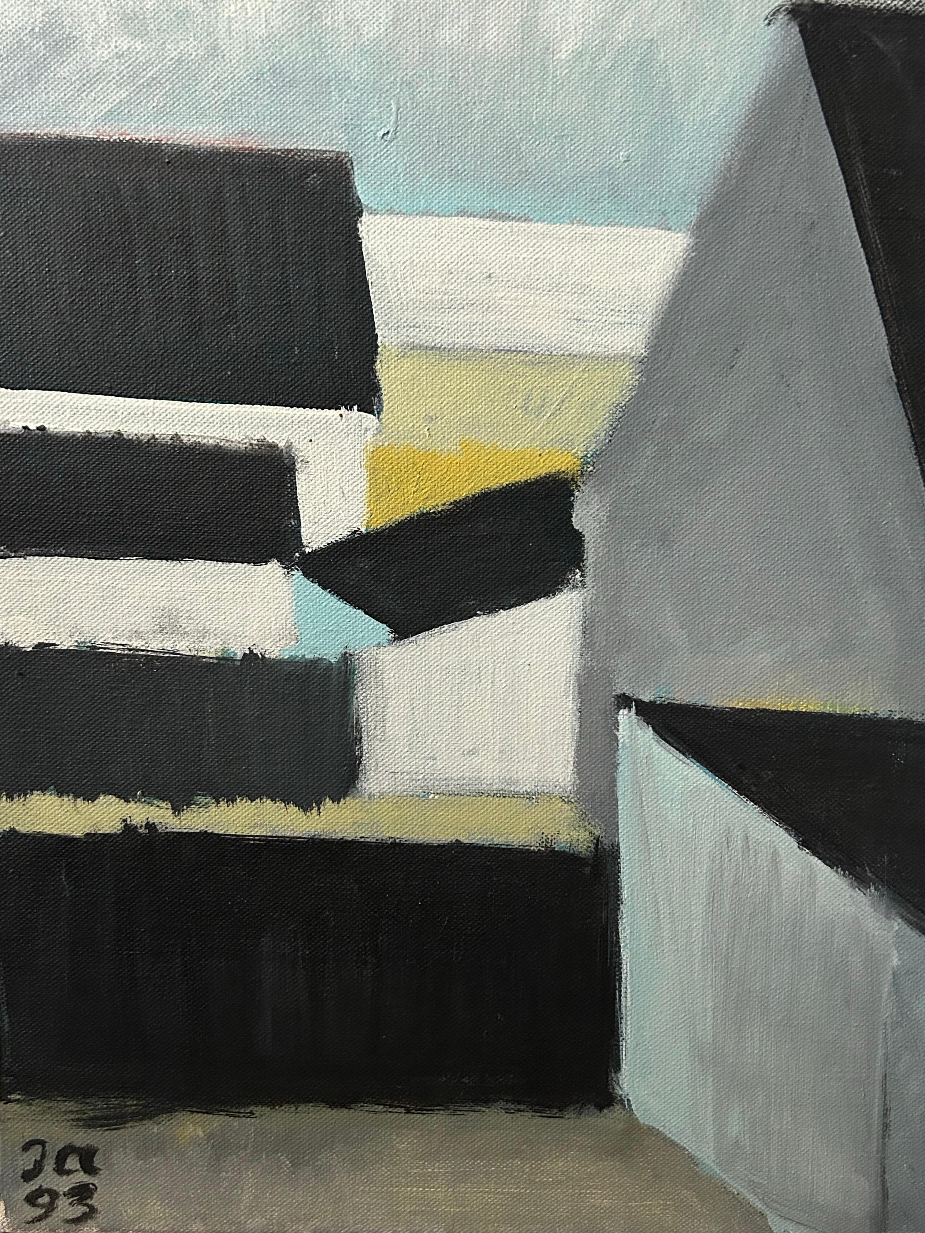 Inge Alifrangis (geb. 1937) Öl auf Leinwand, Stadtansicht von Gilleleje, 1993 (Gemalt) im Angebot