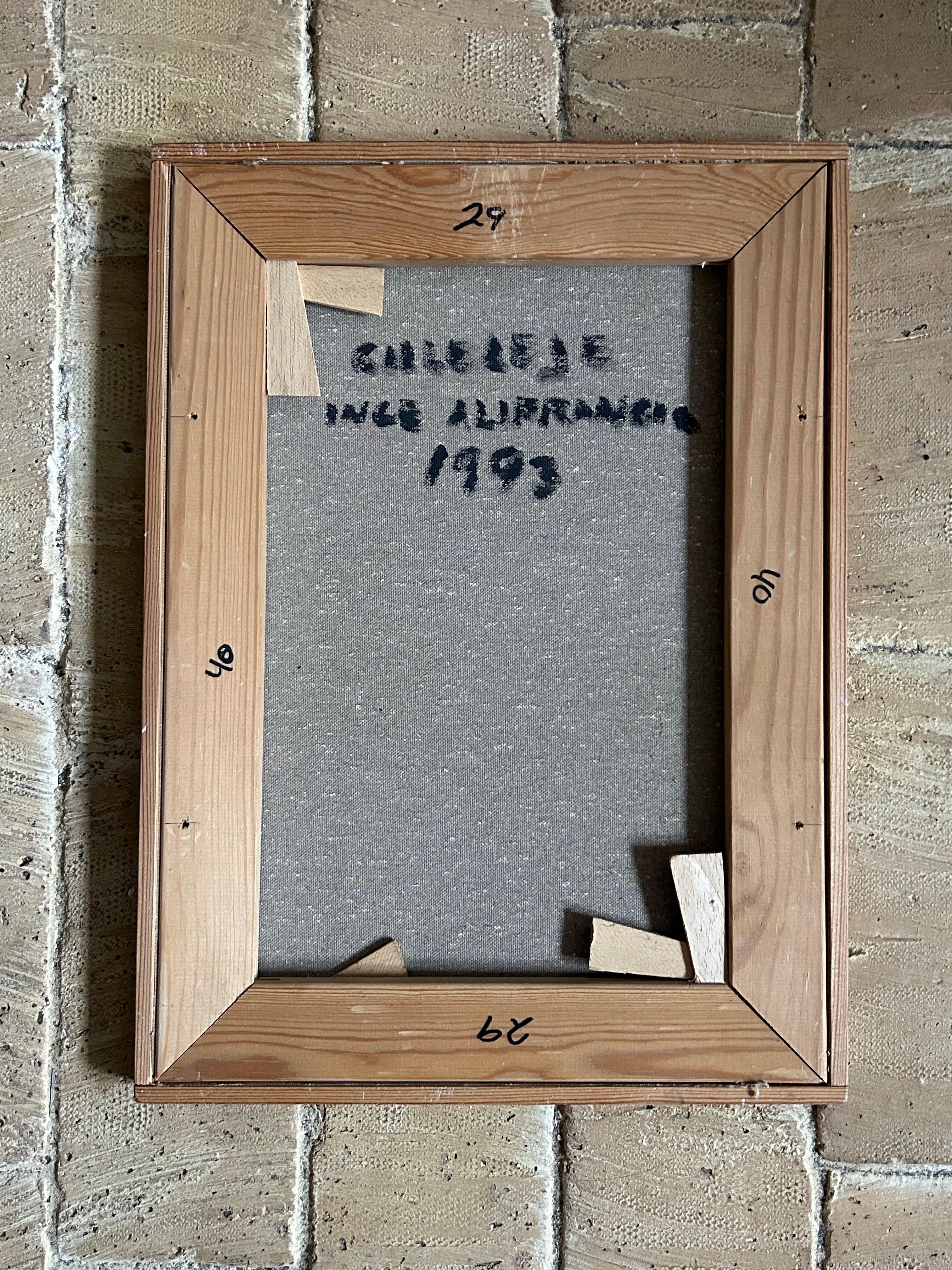 Inge Alifrangis (geb. 1937) Öl auf Leinwand, Stadtansicht von Gilleleje, 1993 im Zustand „Gut“ im Angebot in Valby, 84