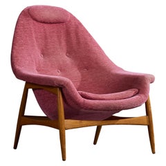 Inge Andersson, Loungesessel, Eiche, Stoff, Schweden, 1959
