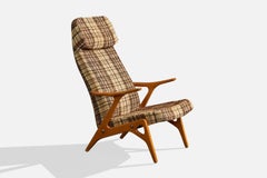 Inge Andersson, Loungesessel, Holz, Messing, Stoff, Schweden, 1960er Jahre