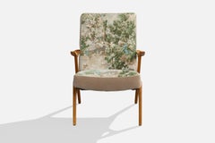 Inge Andersson, chaise longue, bois, laiton, mohair, tissu, Suède, années 1960