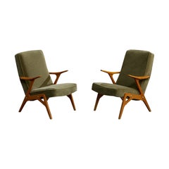 Inge Andersson, Lounge Stühle, Holz, Messing, Mohair, Schweden, 1960er Jahre