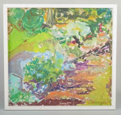 Inge Blomqvist, artiste suédoise. Huile sur panneau. Composition du paysage.