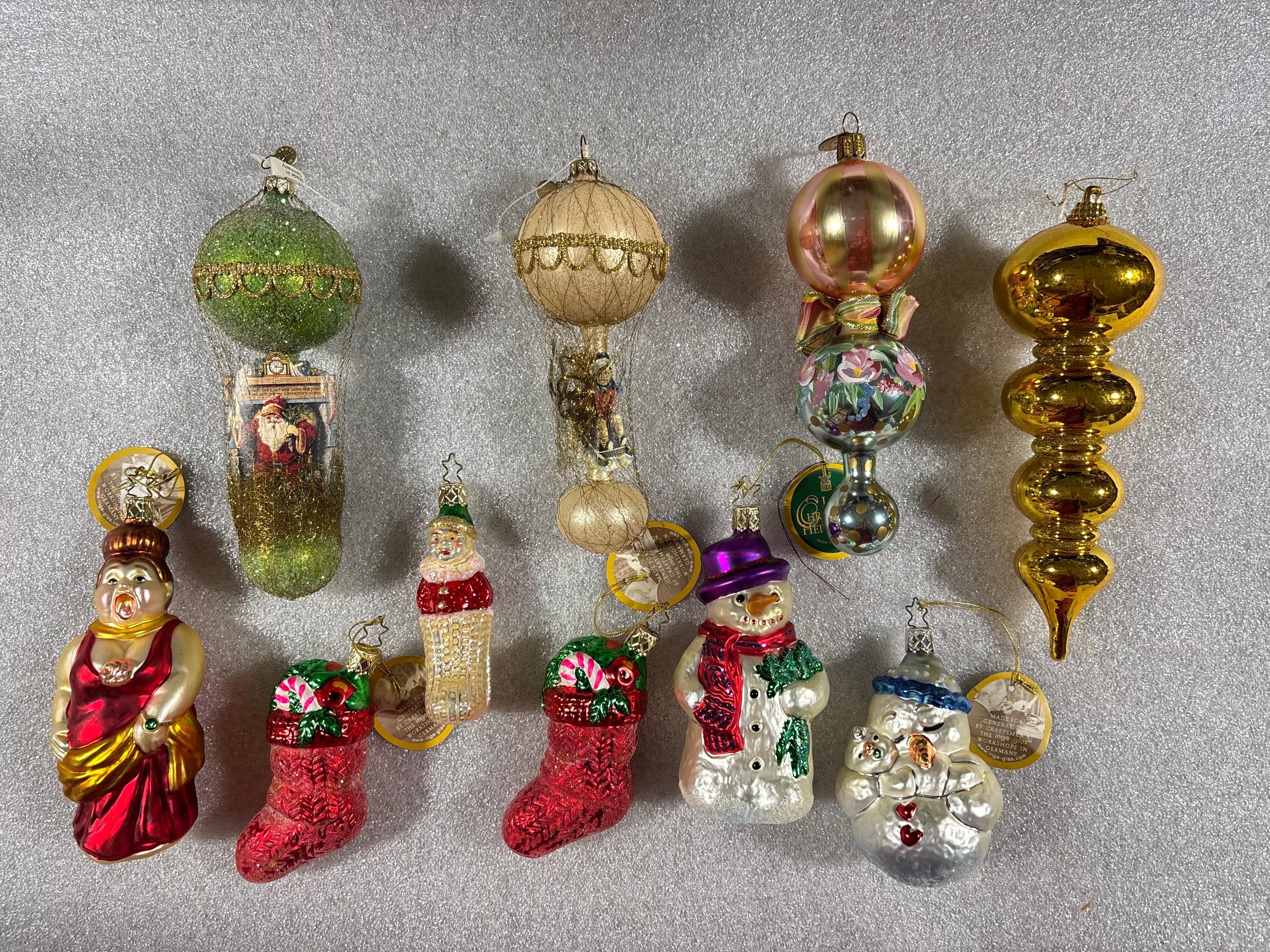 XX secolo Inge-Glas, Mackenzie Child, and Christopher Radko Christmas Ornaments, Set of 20 in vendita