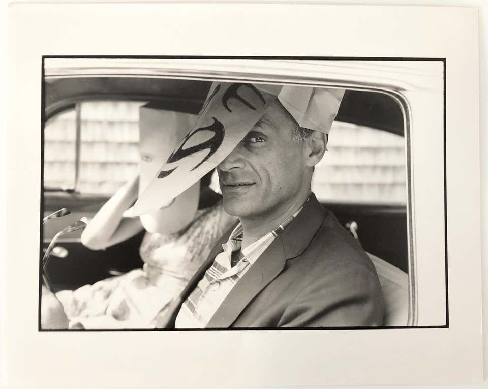 Vintage Magnum Press Photograph Arthur Miller with Saul Steinberg Mask Photo