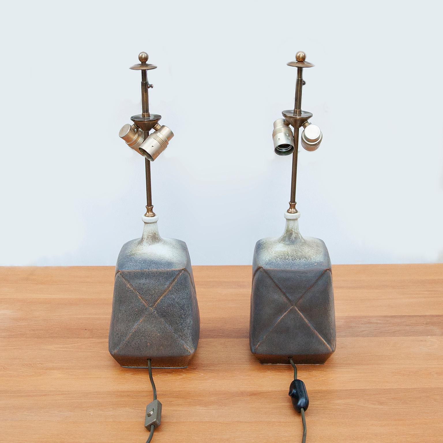 Late 20th Century Ingeborg and Bruno Asshoff Ceramic Art Pottery Table Lamps, 1970s