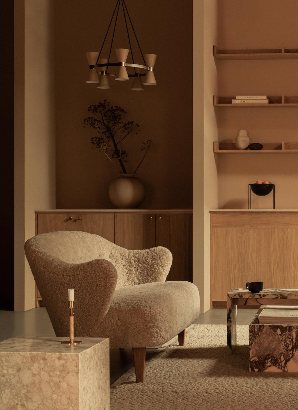 Named after the designer’s artist mother, Ingeborg Winding, the Ingeborg Lounge Chair from 1940 welcomes the sitter with open arms and an irresistibly charming expression. 
The lounge design features elegant sculptural armrests and an angled frame