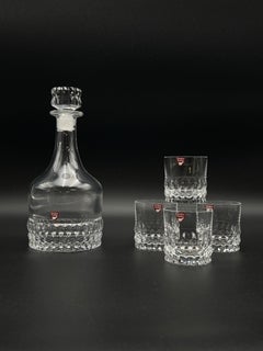 Ingeborg Lundin (1921-92) decanter di cristallo e 4 bicchieri da whisky firmati