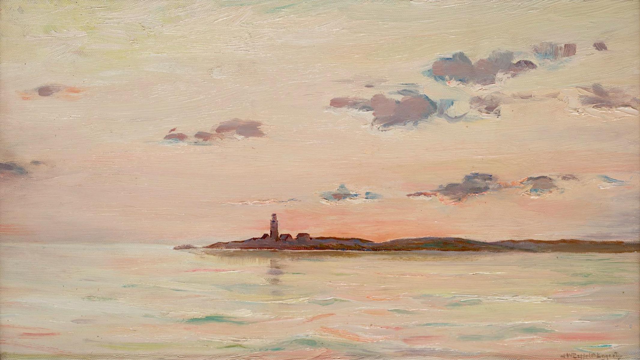 Faro di Hållö, Smögen al tramonto. - Painting di Ingeborg Westfelt-Eggertz 