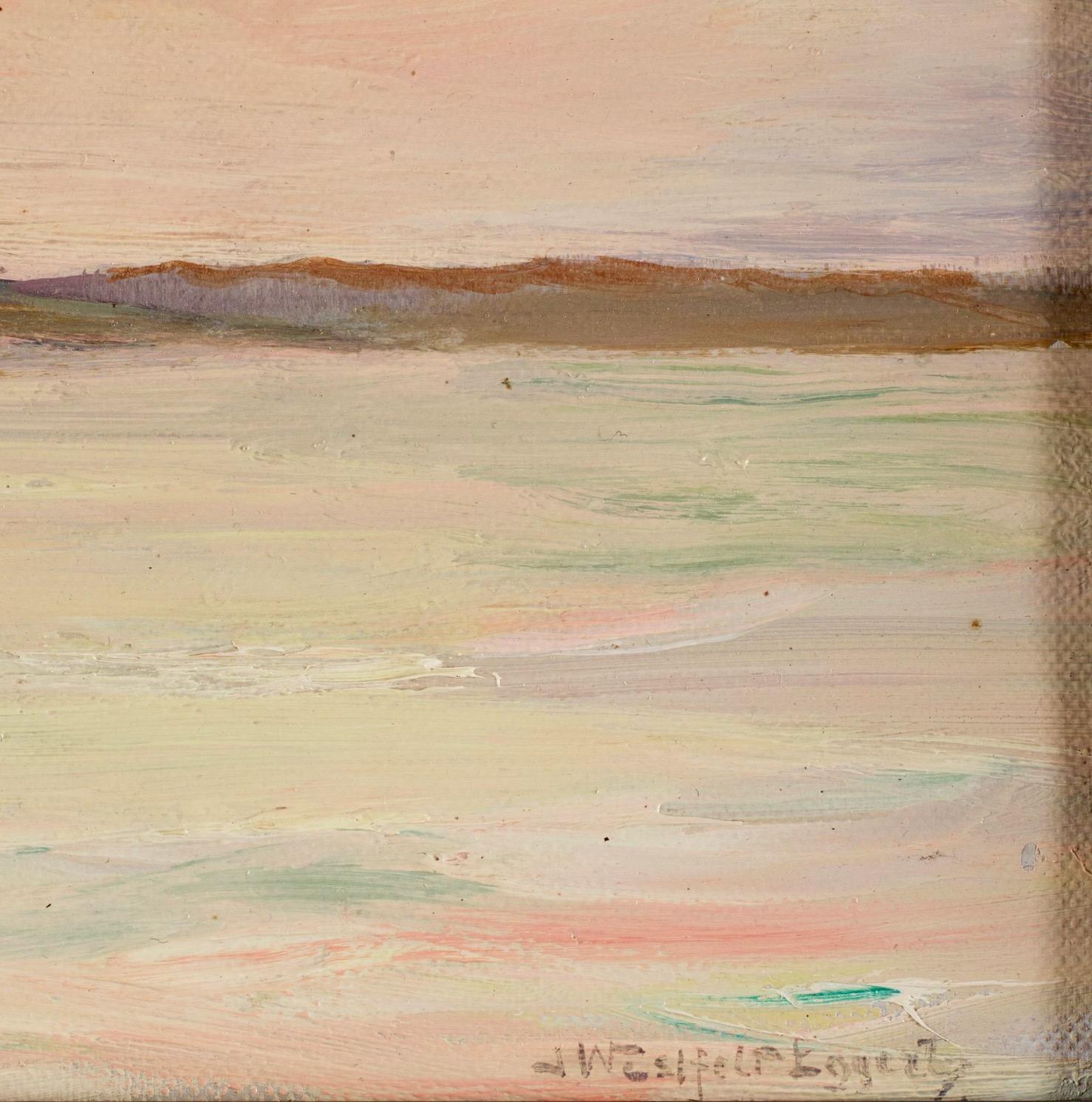 Faro di Hållö, Smögen al tramonto. - Painting Impressionismo di Ingeborg Westfelt-Eggertz 