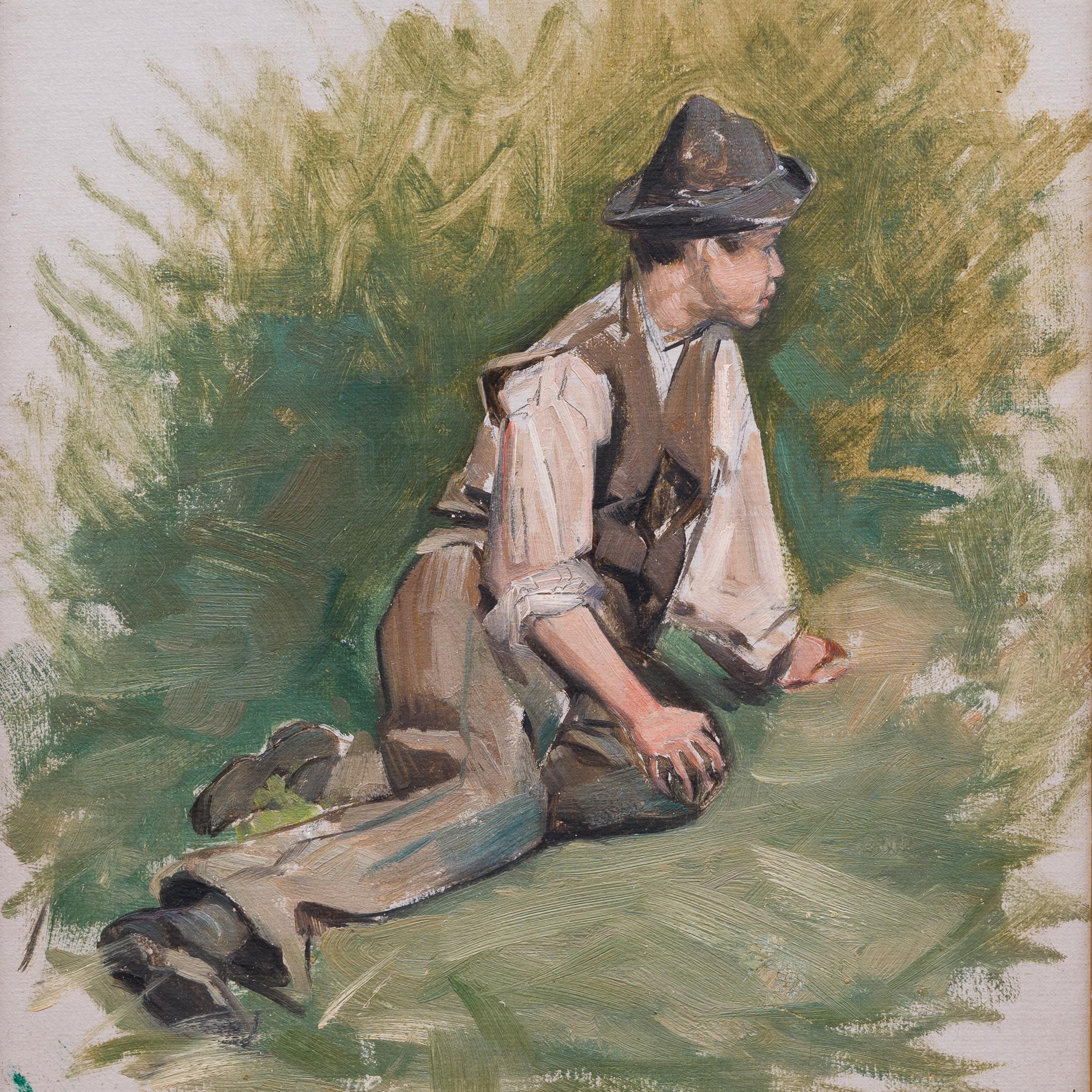 Lost in Thoughts, Ölskizze, gemalt in der Bretagne (Bretagne), vor 1890 im Angebot 1