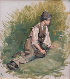 Lost in Thoughts, croquis à l'huile peint en Bretagne (Bretagne), avant 1890