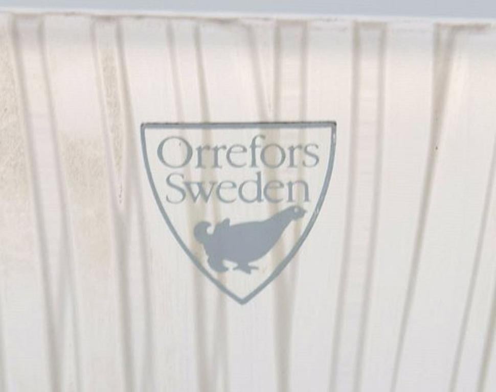 Verre dépoli Ingegerd Råman pour Orrefors Suède, grand bol « Savann » en verre d'art blanc laiteux en vente