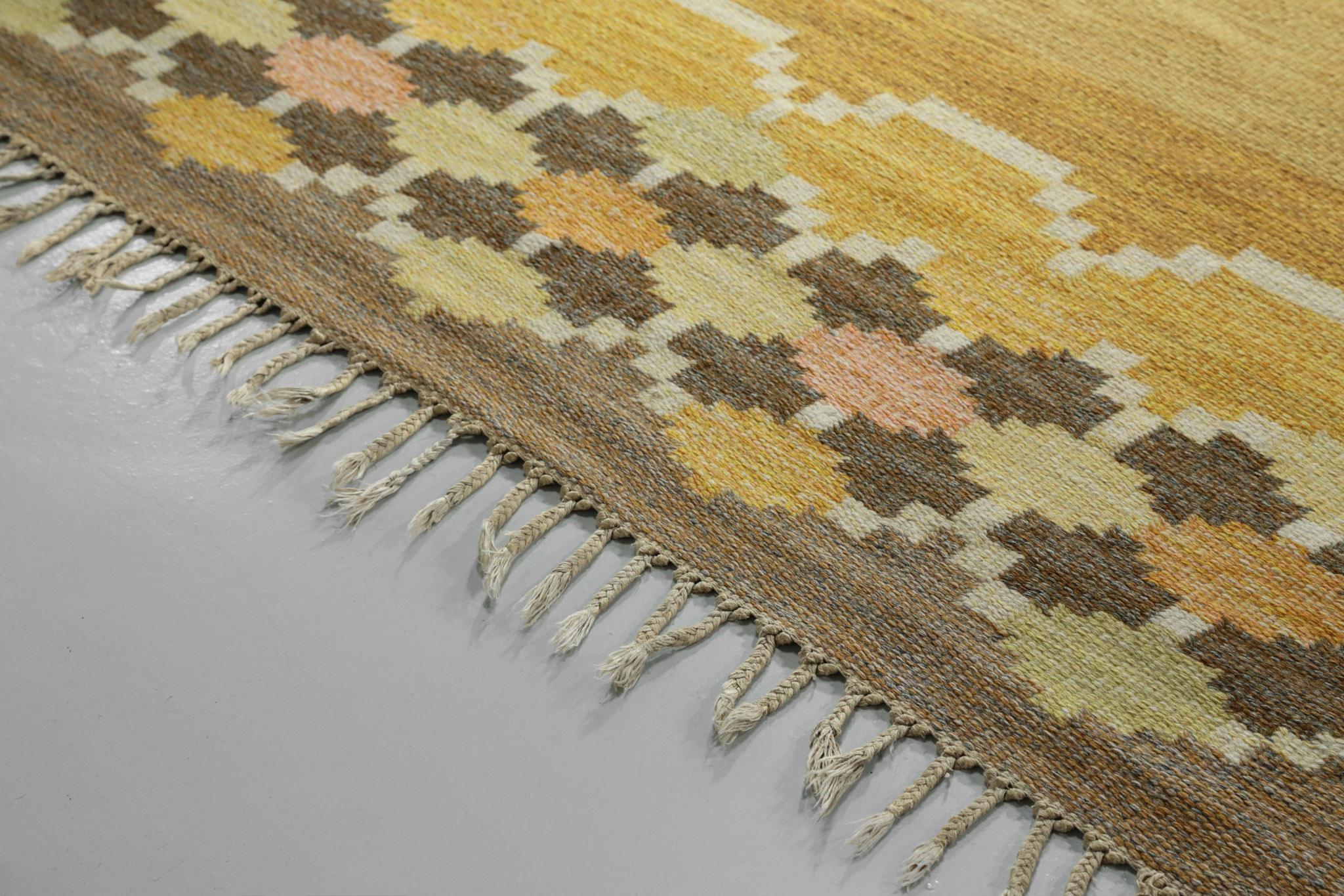 Ingegerd Silow carpet flat-weave made in Sweden.
Signature on edge.
  