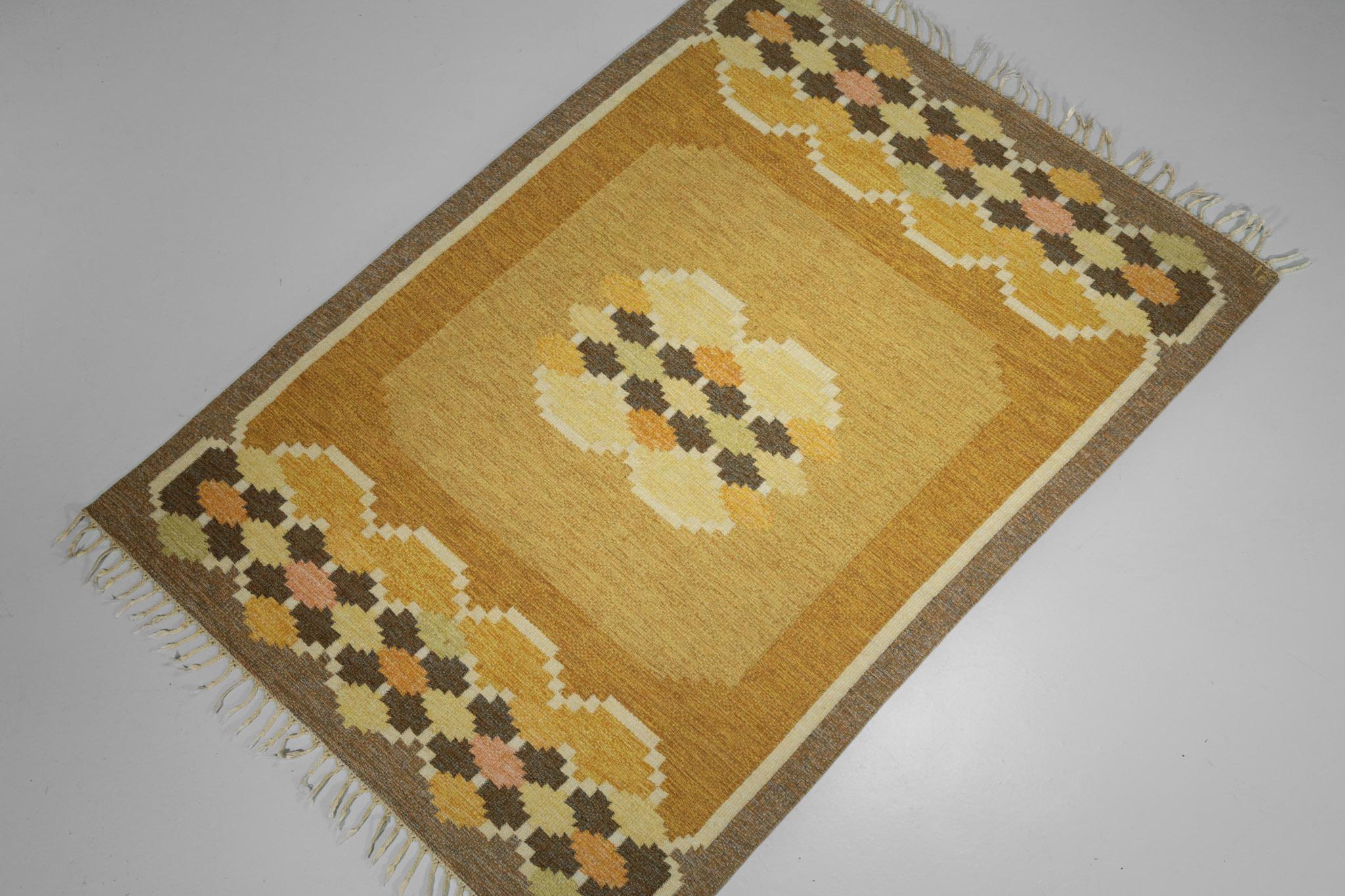 Ingegerd Silow Carpet Flat-Weave, Swedish Rug In Good Condition In Lyon, FR