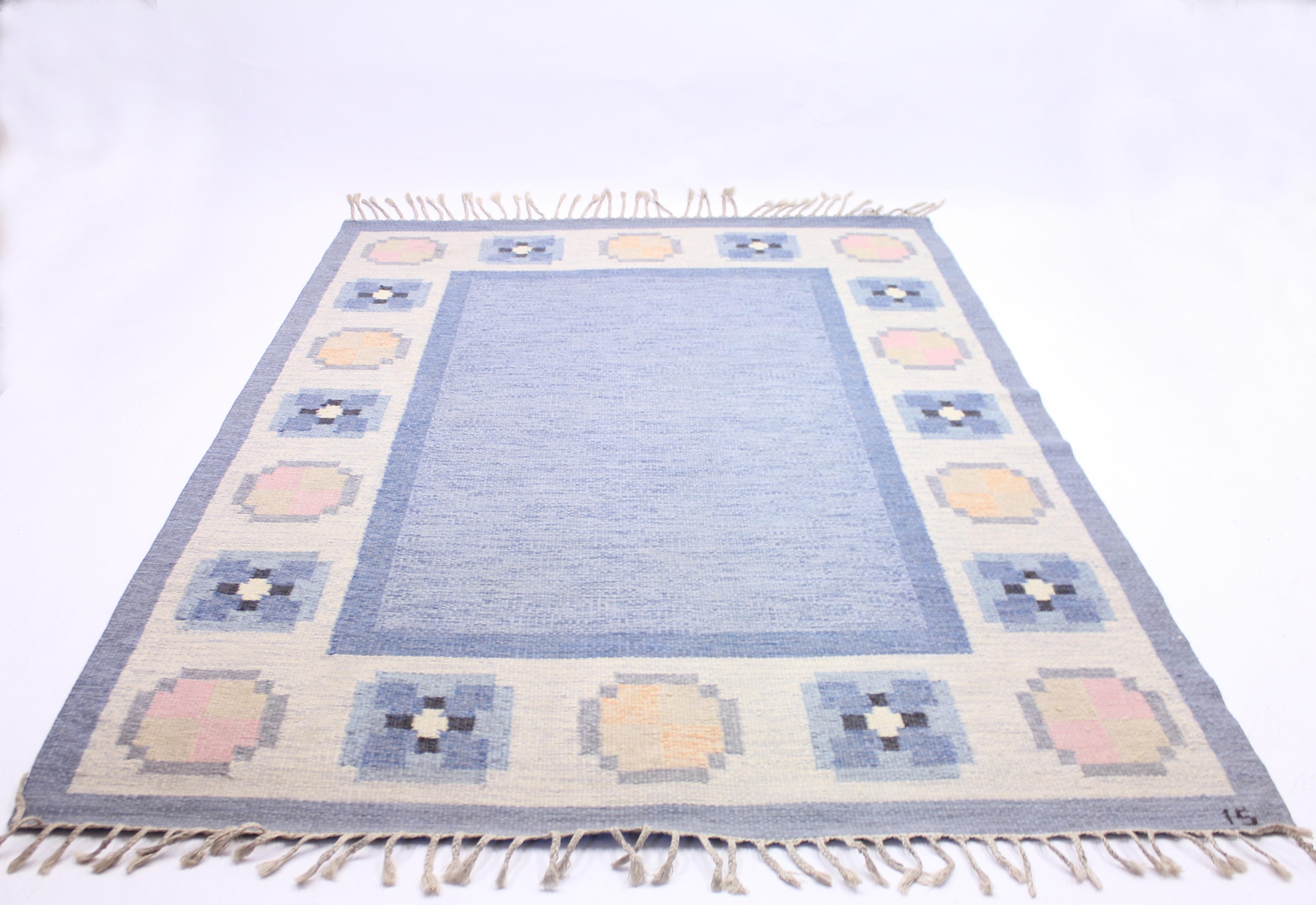 Scandinavian Modern Ingegerd Silow, Flat Weave Röllakan Carpet, 1950s