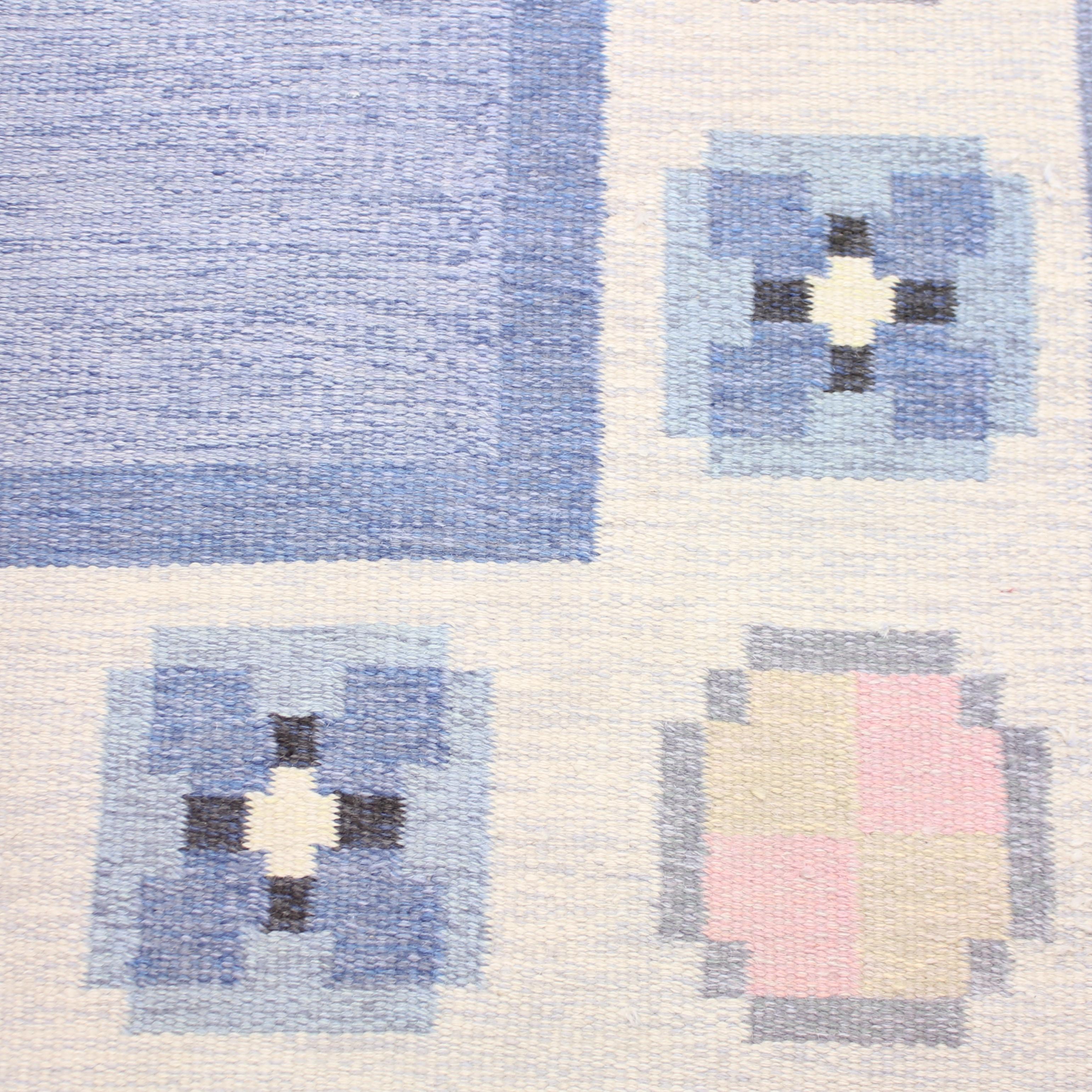 Swedish Ingegerd Silow, Flat Weave Röllakan Carpet, 1950s