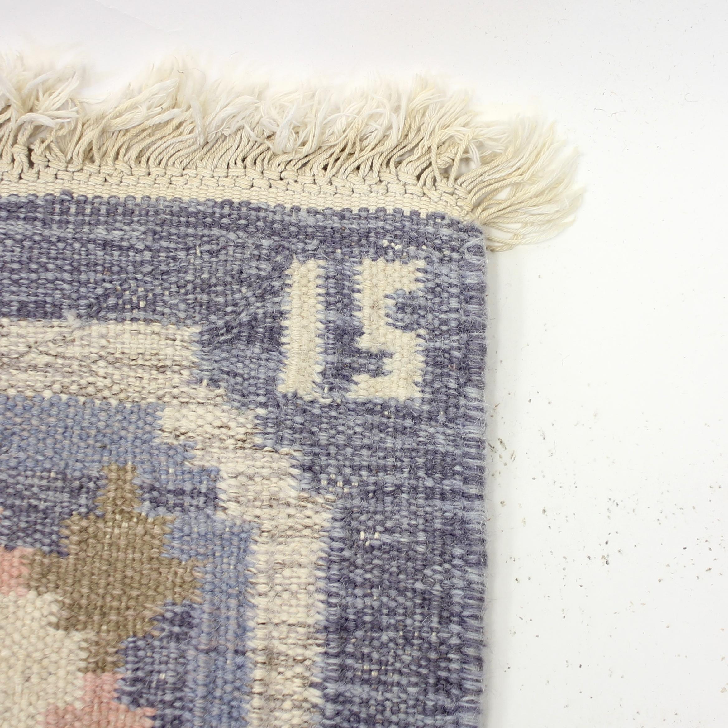 Cotton Ingegerd Silow, Flat Weave Röllakan Carpet, 1950s