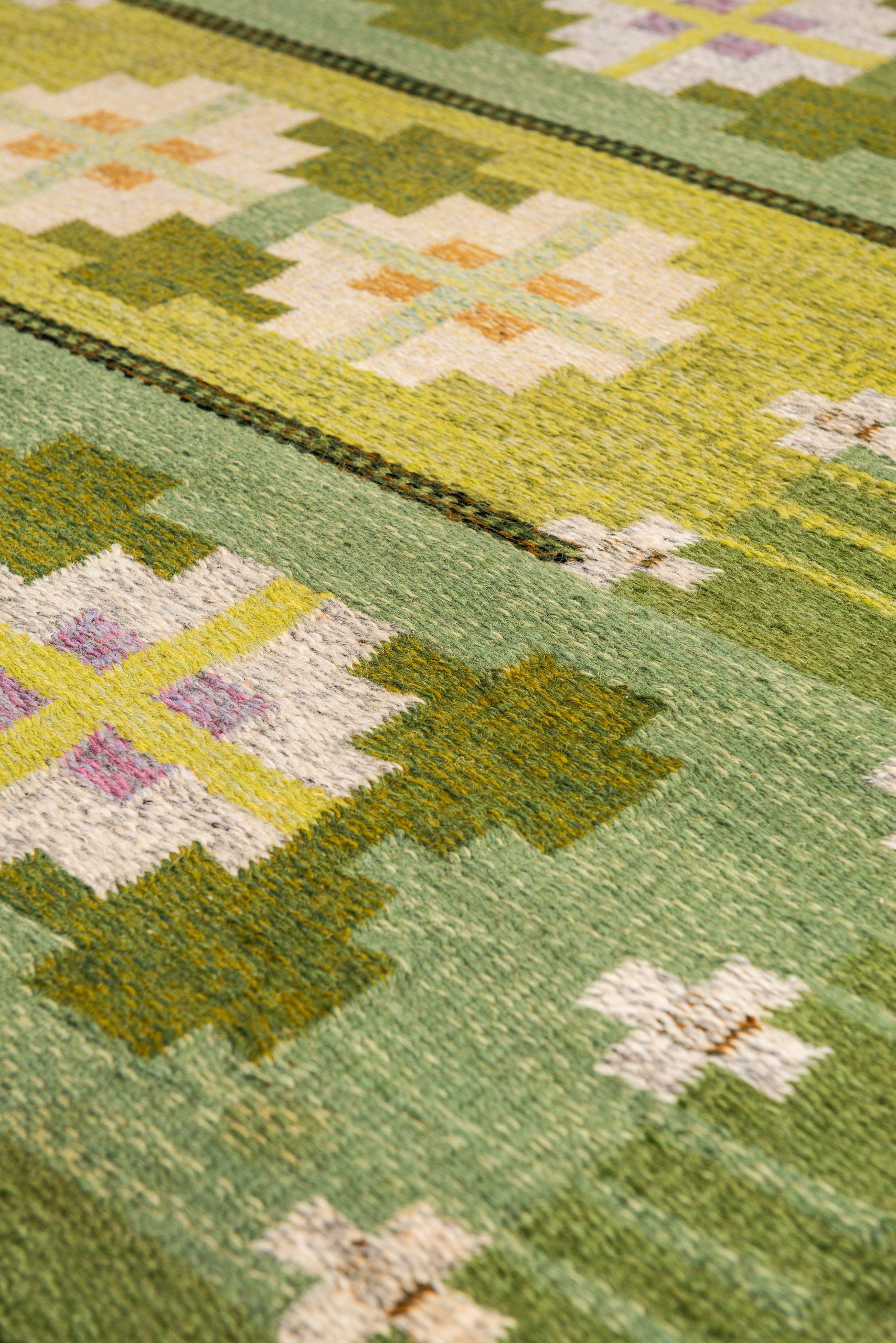 Scandinavian Modern Ingegerd Silow Flat-Weave Carpet Produced in Sweden