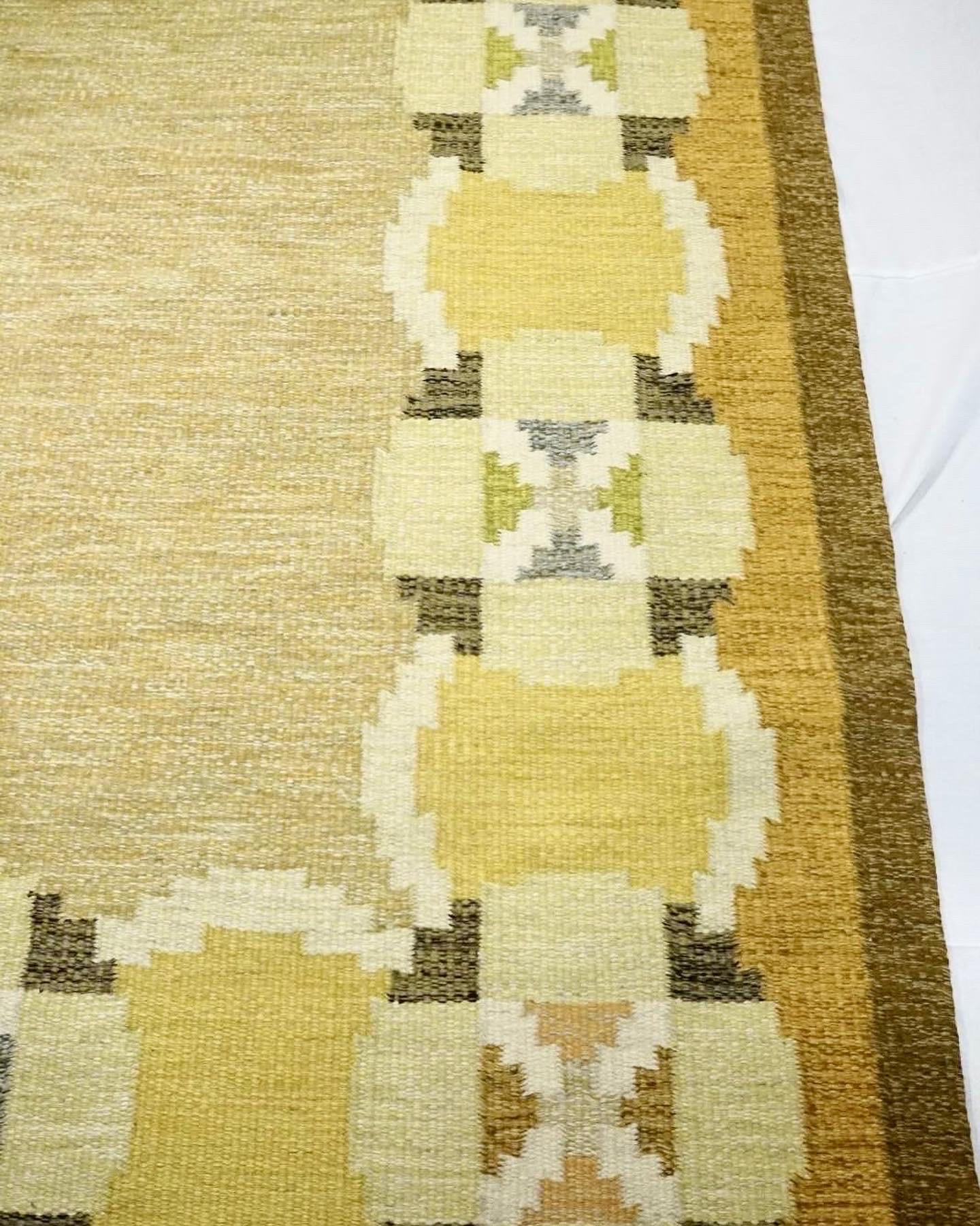 Swedish Ingegerd Silow Hand Weaved Flat Weave Carpet