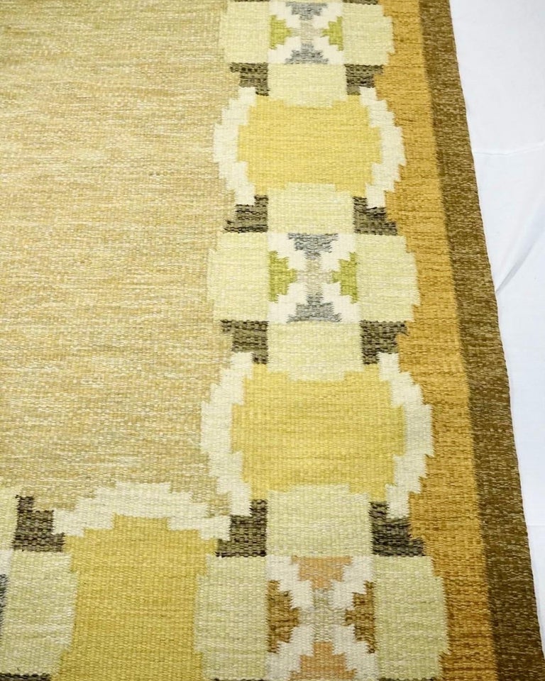 Swedish Ingegerd Silow Hand Weaved Flat Weave Carpet For Sale