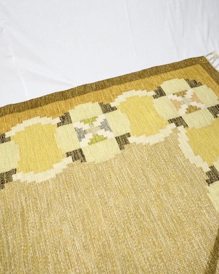 Woven Ingegerd Silow Hand Weaved Flat Weave Carpet For Sale