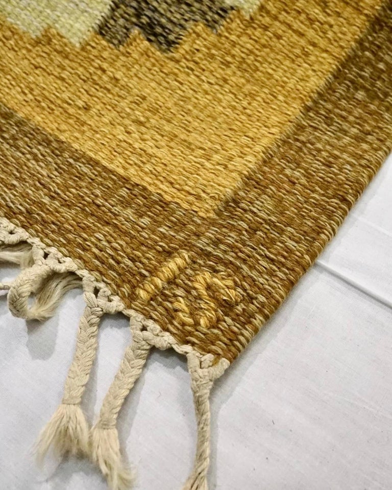 Mid-20th Century Ingegerd Silow Hand Weaved Flat Weave Carpet For Sale