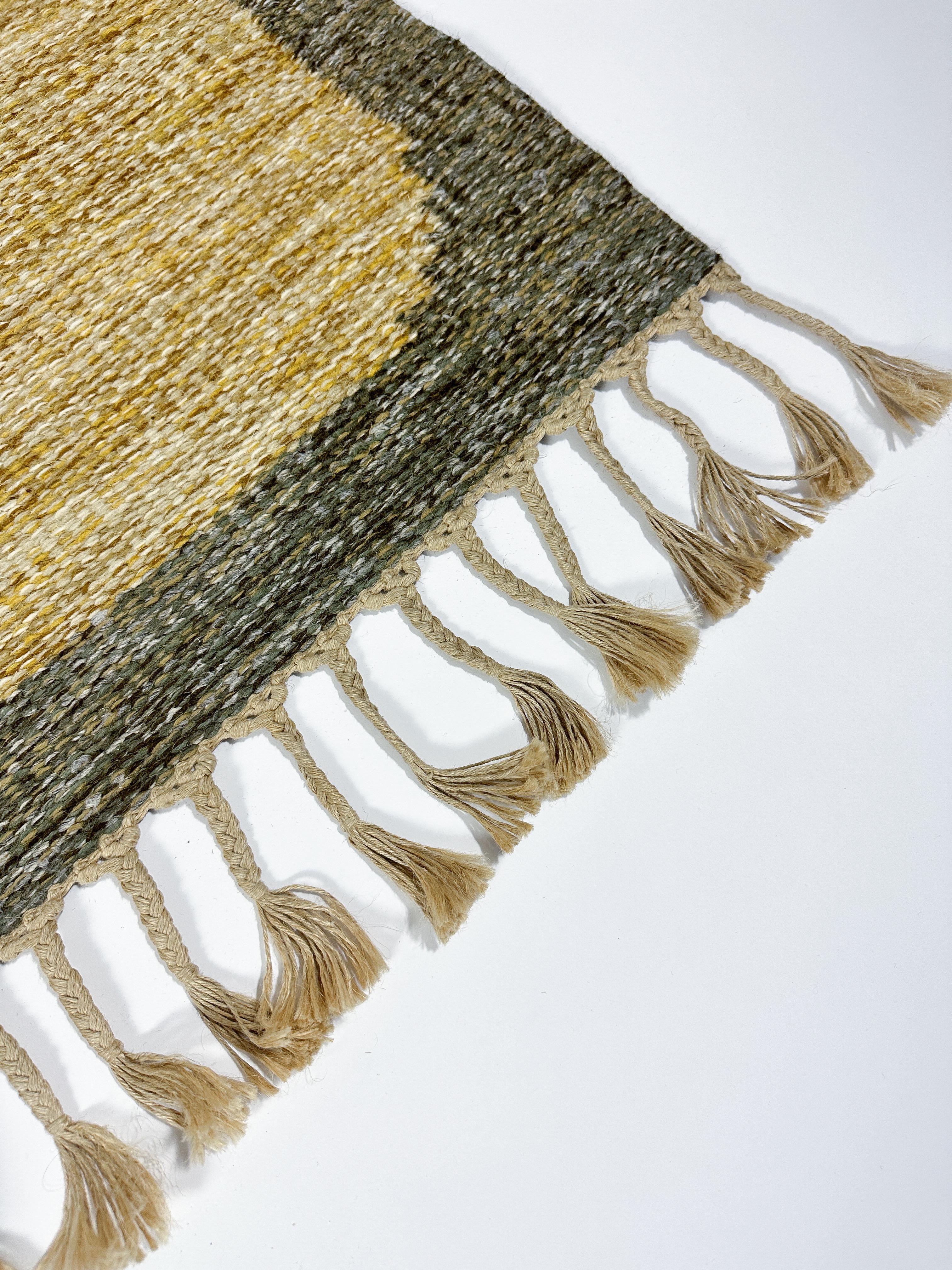 Ingegerd Silow Rug Swedish Flat Weave Carpet Wool Geometric Röllakan 1960s 3