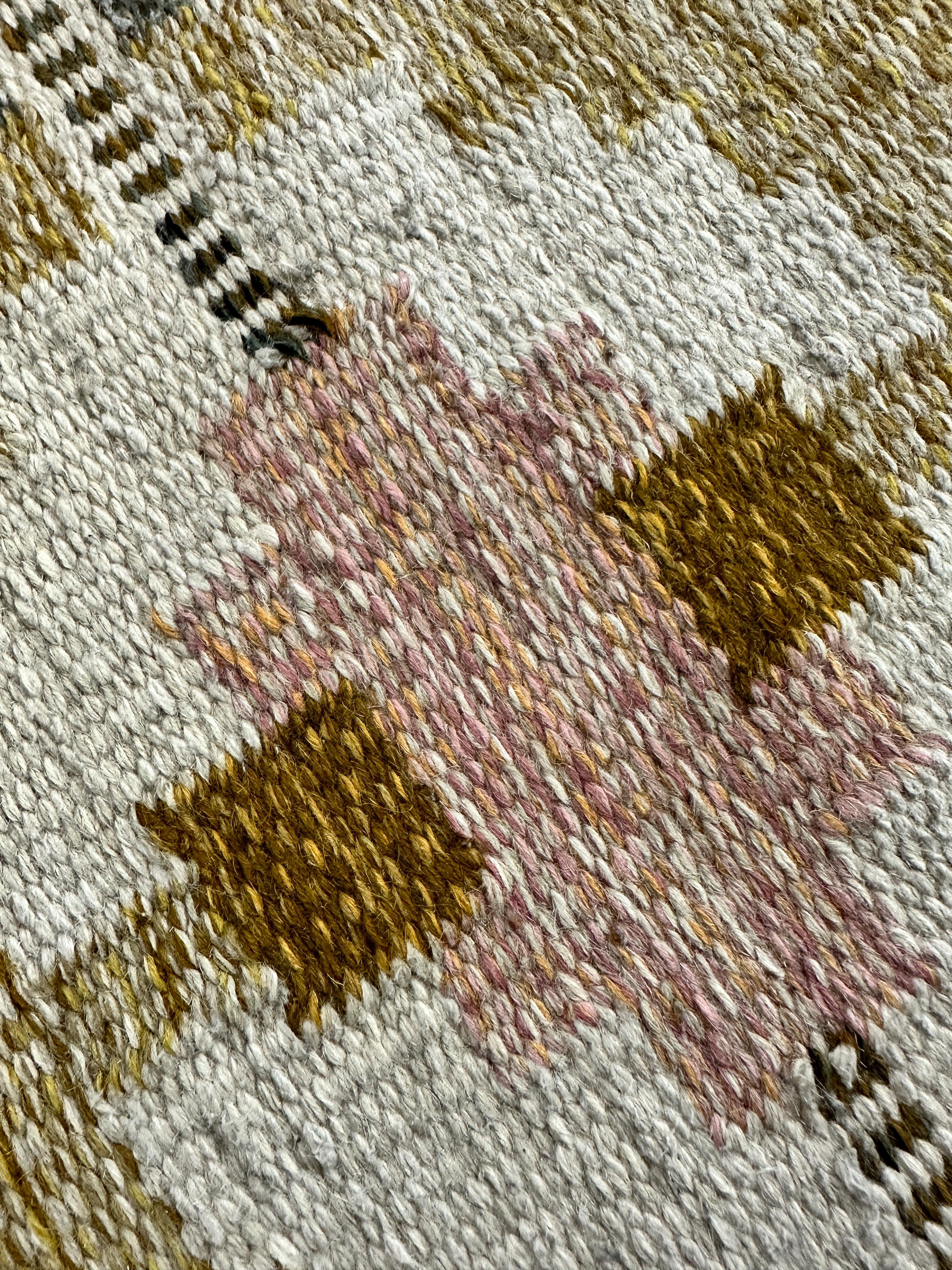 Ingegerd Silow Rug Swedish Flat Weave Carpet Wool Geometric Röllakan 1960s 1