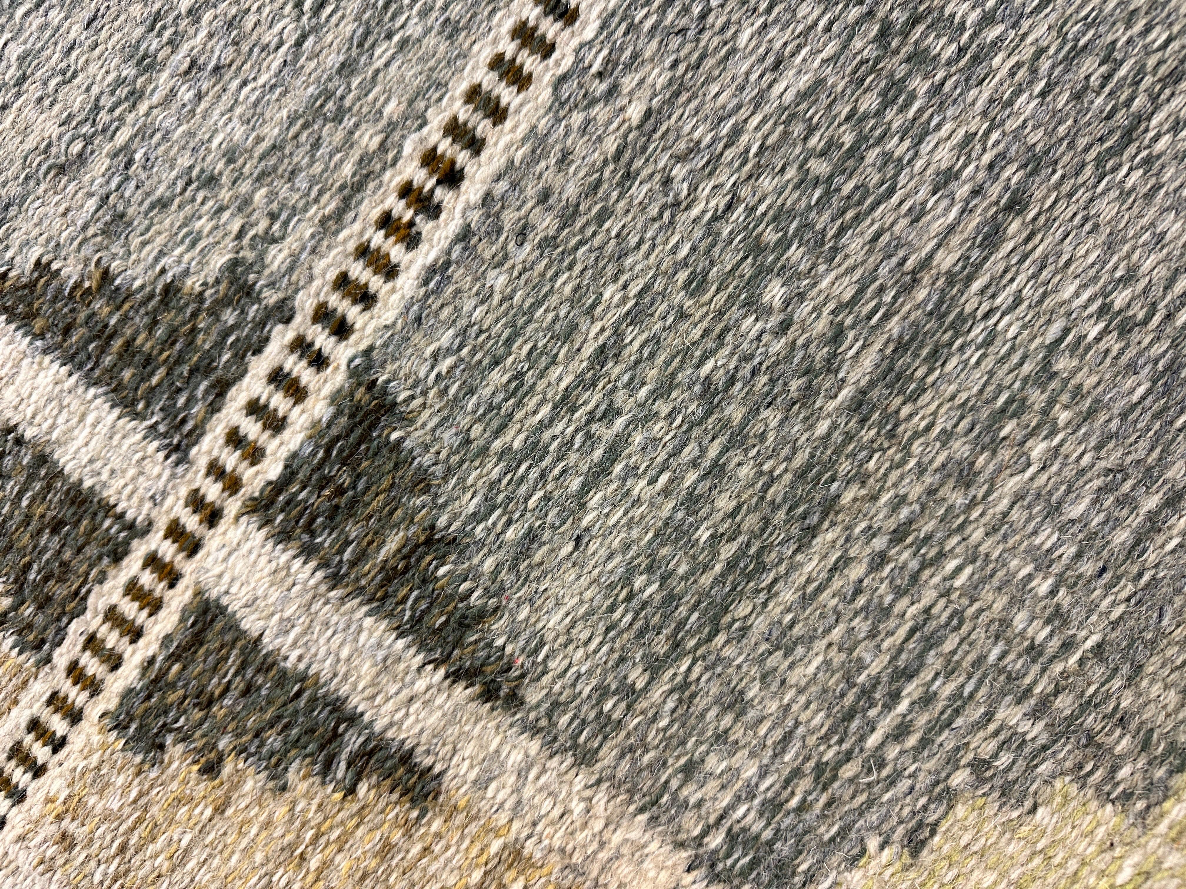 Ingegerd Silow Rug Swedish Flat Weave Carpet Wool Geometric Röllakan 1960s 2