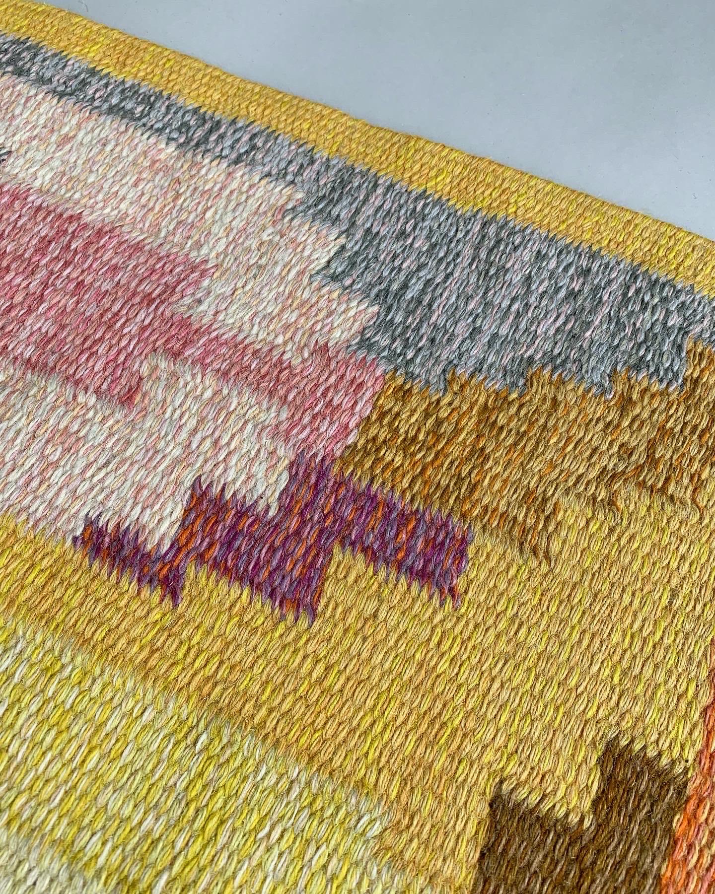 Ingegerd Silow Rug Swedish Rölakan Carpet Wool Kaleidoscopic Tulip Pattern 1950s 2
