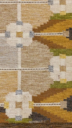 Ingegerd Silow, Signed Flat-Weave Carpet, Dyed Wool, Sweden, 1950s