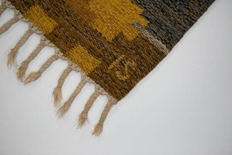Ingegerd Silow, Swedish Flat-Weave Rug, Signed Sweden, 1970's For Sale 3