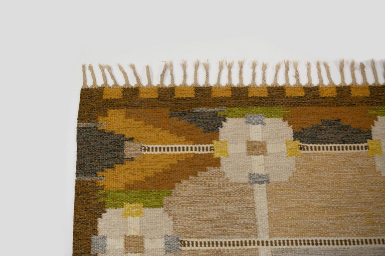 Ingegerd Silow, Swedish Flat-Weave Rug, Signed Sweden, 1970's For Sale 6