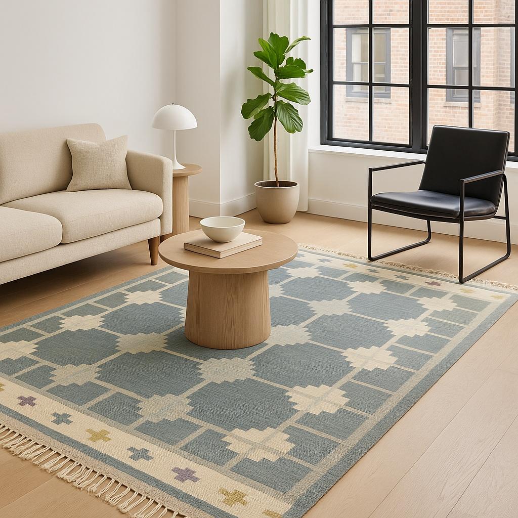 Hand-Woven Ingegerd Silow Swedish Flatweave Rug, 240 × 165 cm (7'10'' × 5'5'') For Sale