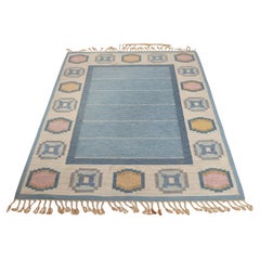 Tappeto a trama piatta fatto a mano Ingegerd Silow, metà secolo, svedese