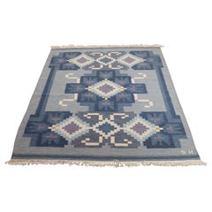 Tappeto a trama piatta fatto a mano Ingegerd Silow, metà secolo, svedese