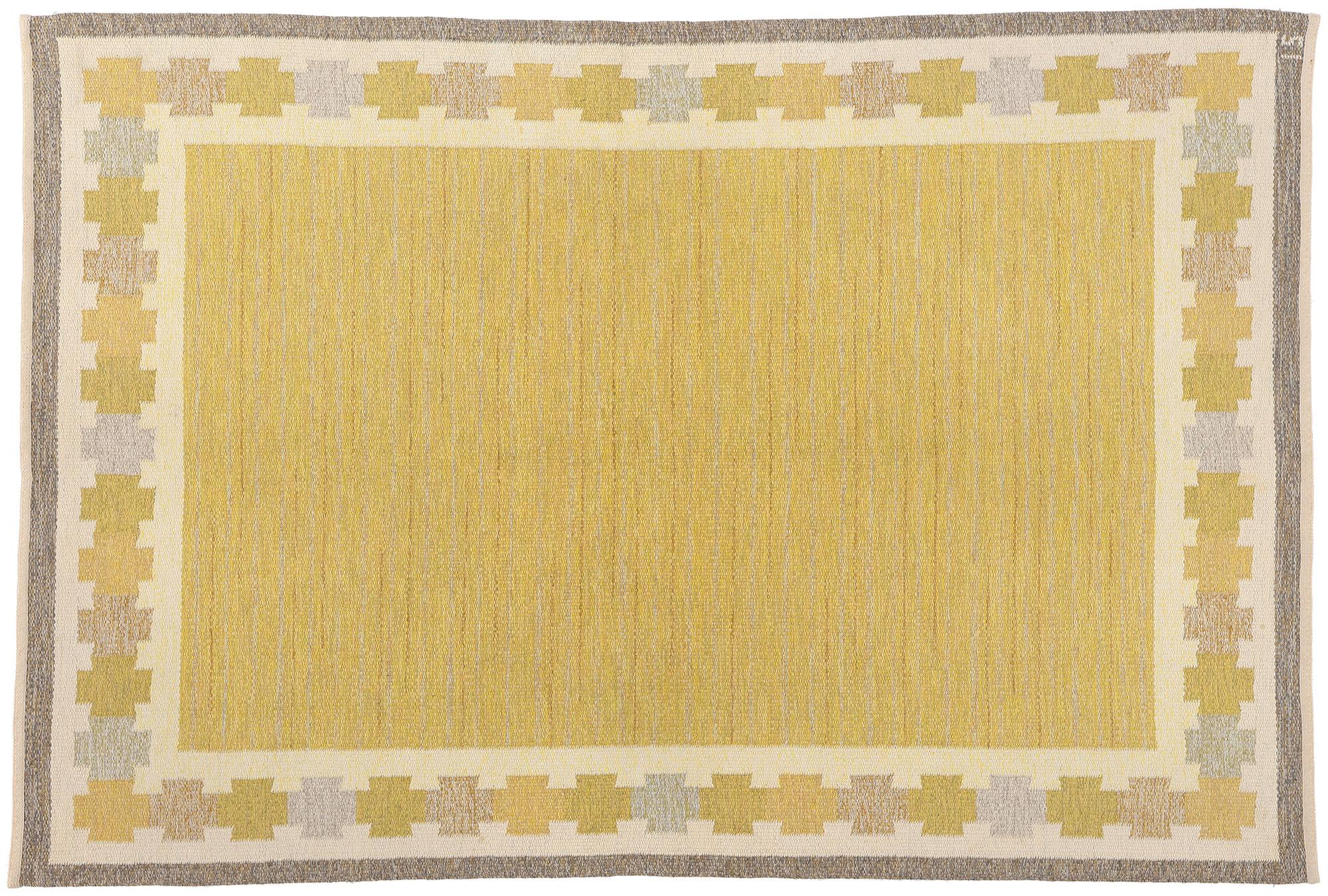 Ingegerd Silow Schwedischer skandinavischer Röllakan-Teppich, 05'03 x 07'09 im Angebot 3