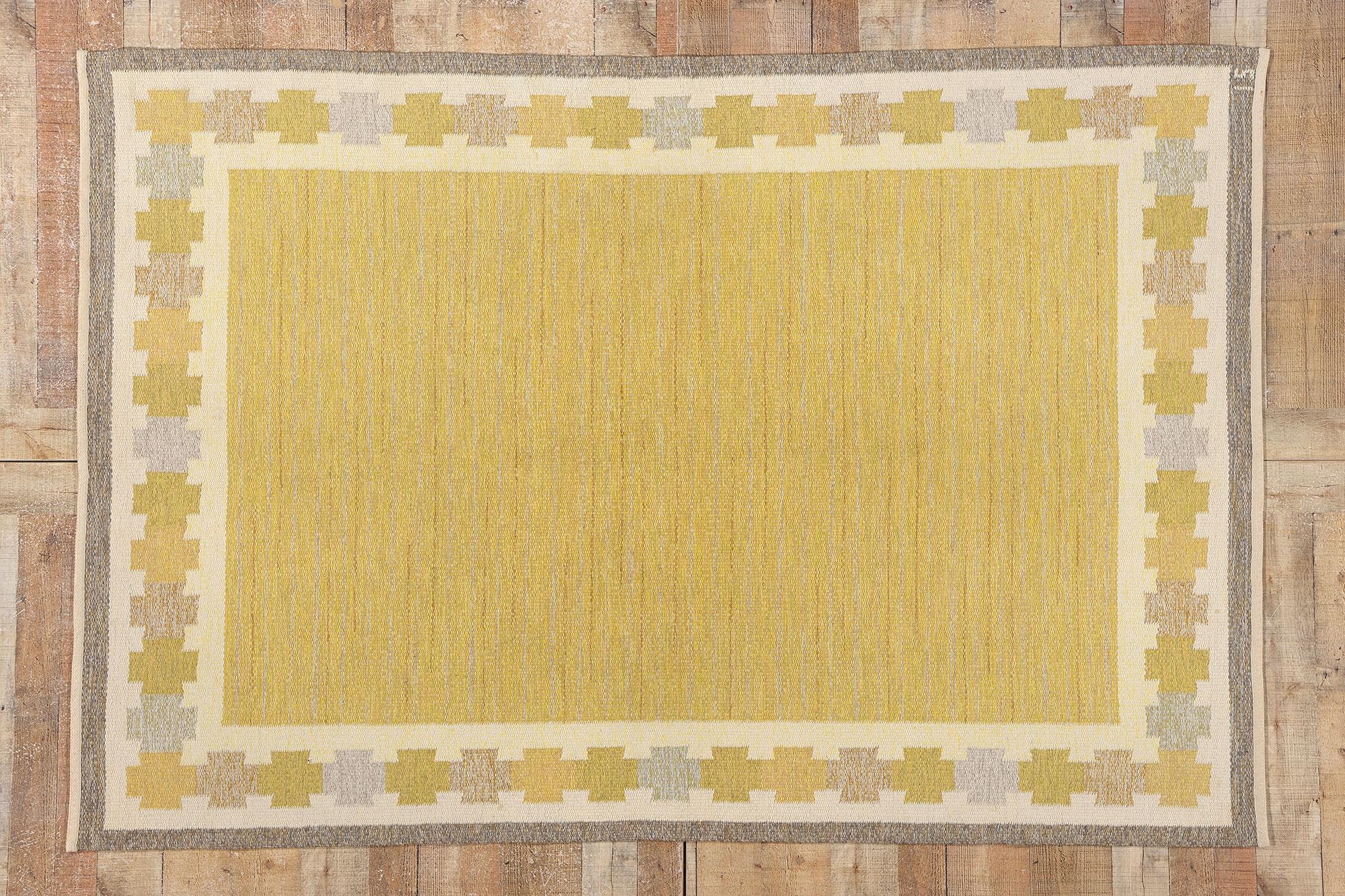 Ingegerd Silow Schwedischer skandinavischer Röllakan-Teppich, 05'03 x 07'09 im Angebot 2