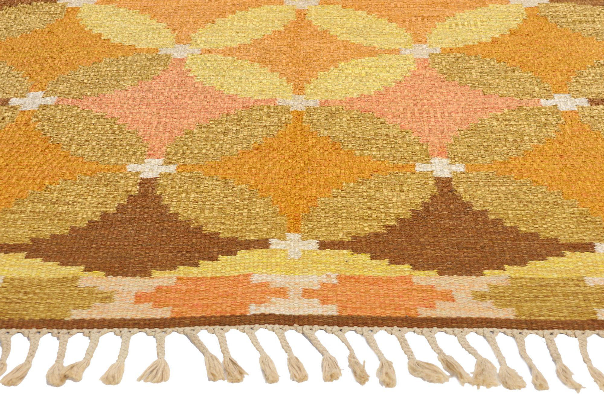 Hand-Woven Ingegerd Silow Vintage Swedish Scandinavian Röllakan Rug, 05'05 x 07'07 For Sale
