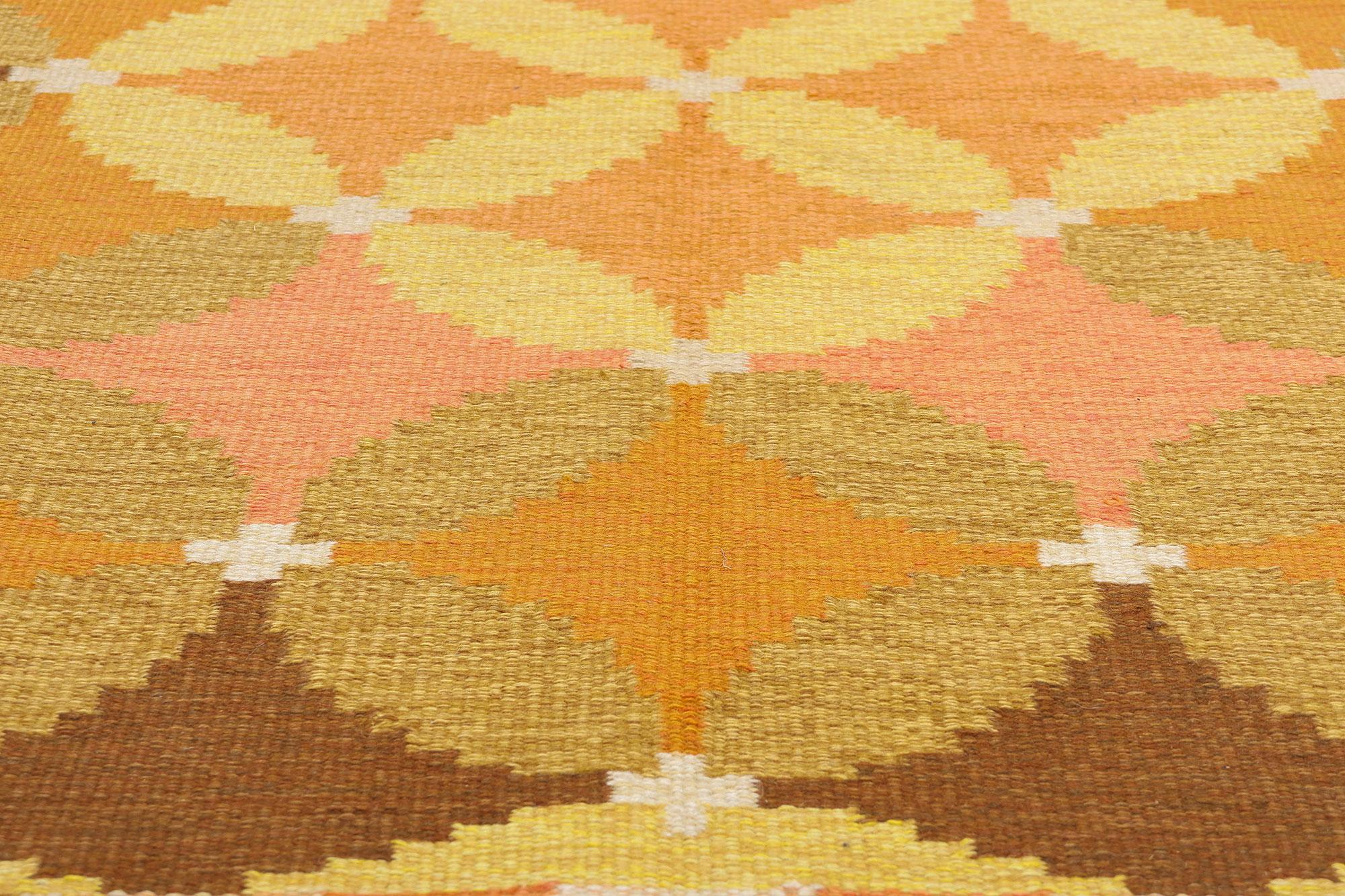 Ingegerd Silow Vintage Swedish Scandinavian Röllakan Rug, 05'05 x 07'07 In Good Condition For Sale In Dallas, TX