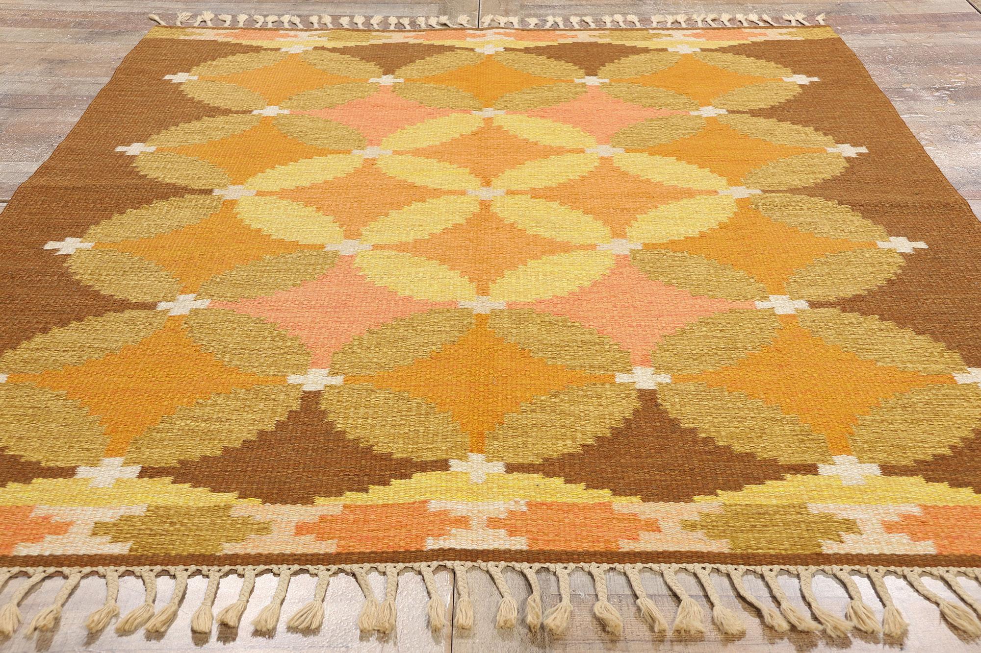 Ingegerd Silow Vintage Swedish Scandinavian Röllakan Rug, 05'05 x 07'07 For Sale 1