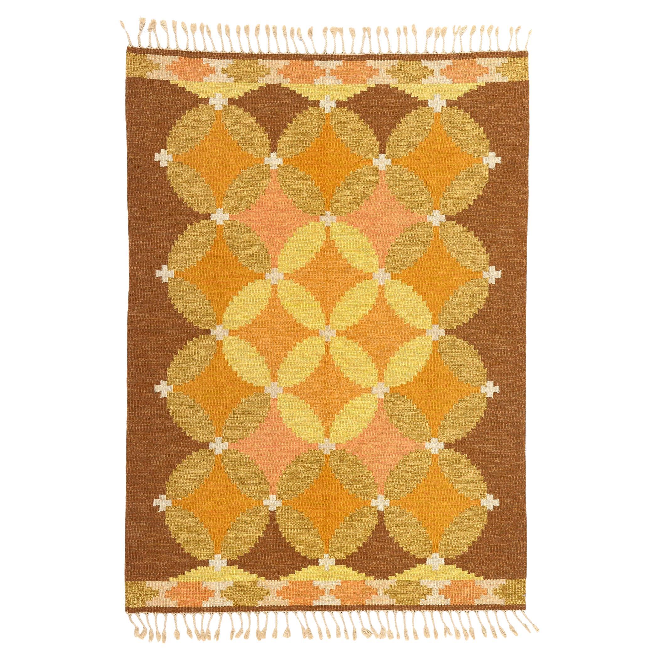 Ingegerd Silow Tapis vintage suédois scandinave Röllakan, 05'05 x 07'07