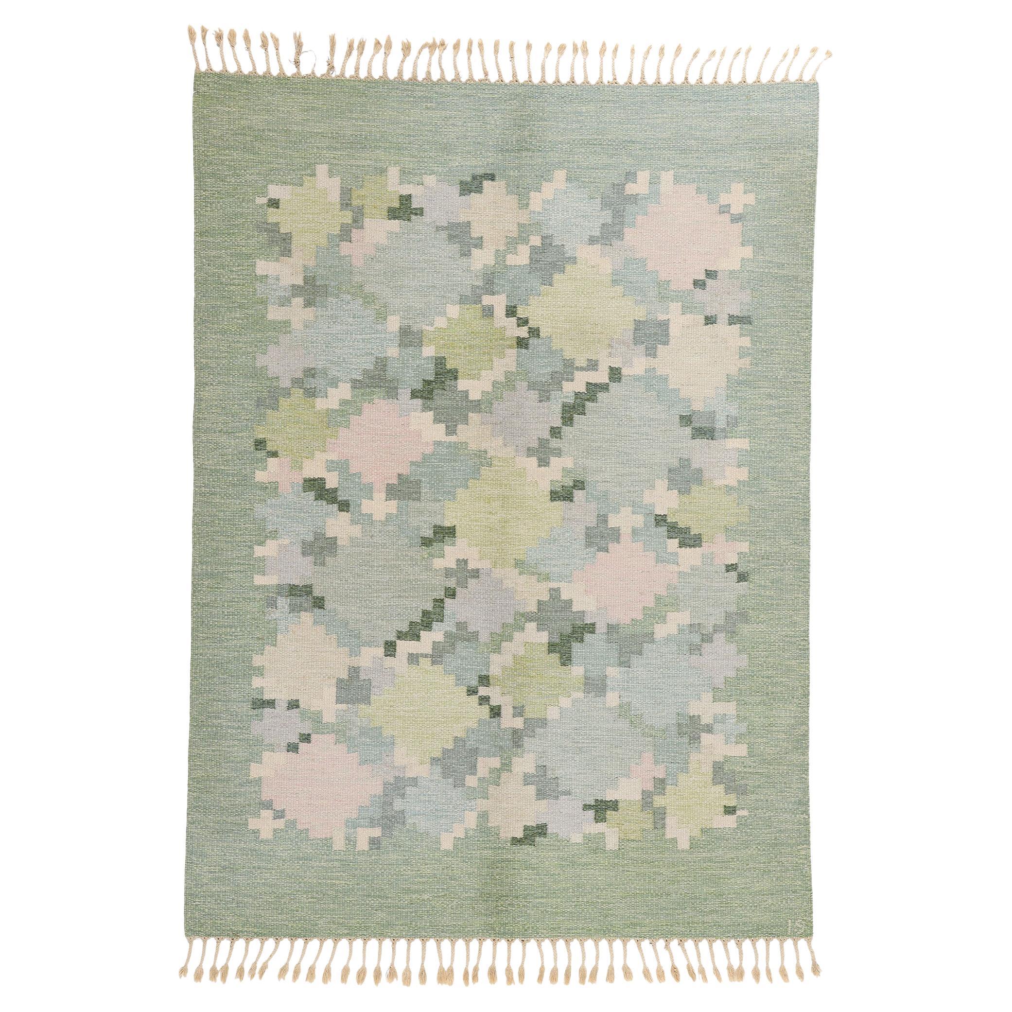Ingegerd Silow Vintage Swedish Scandinavian Röllakan Rug, 05'06 x 07'08