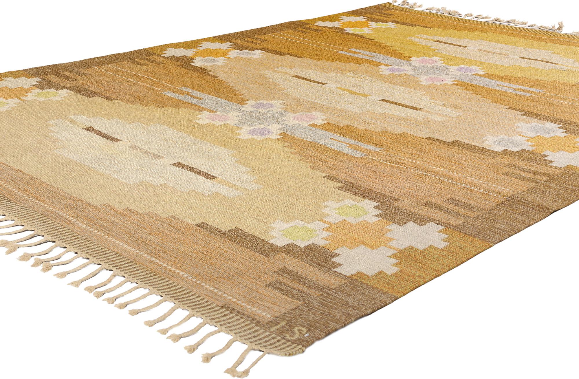 79024 Ingegerd Silow Vintage Swedish Rollakan Rug, 06'06 x 09'02. Titled 