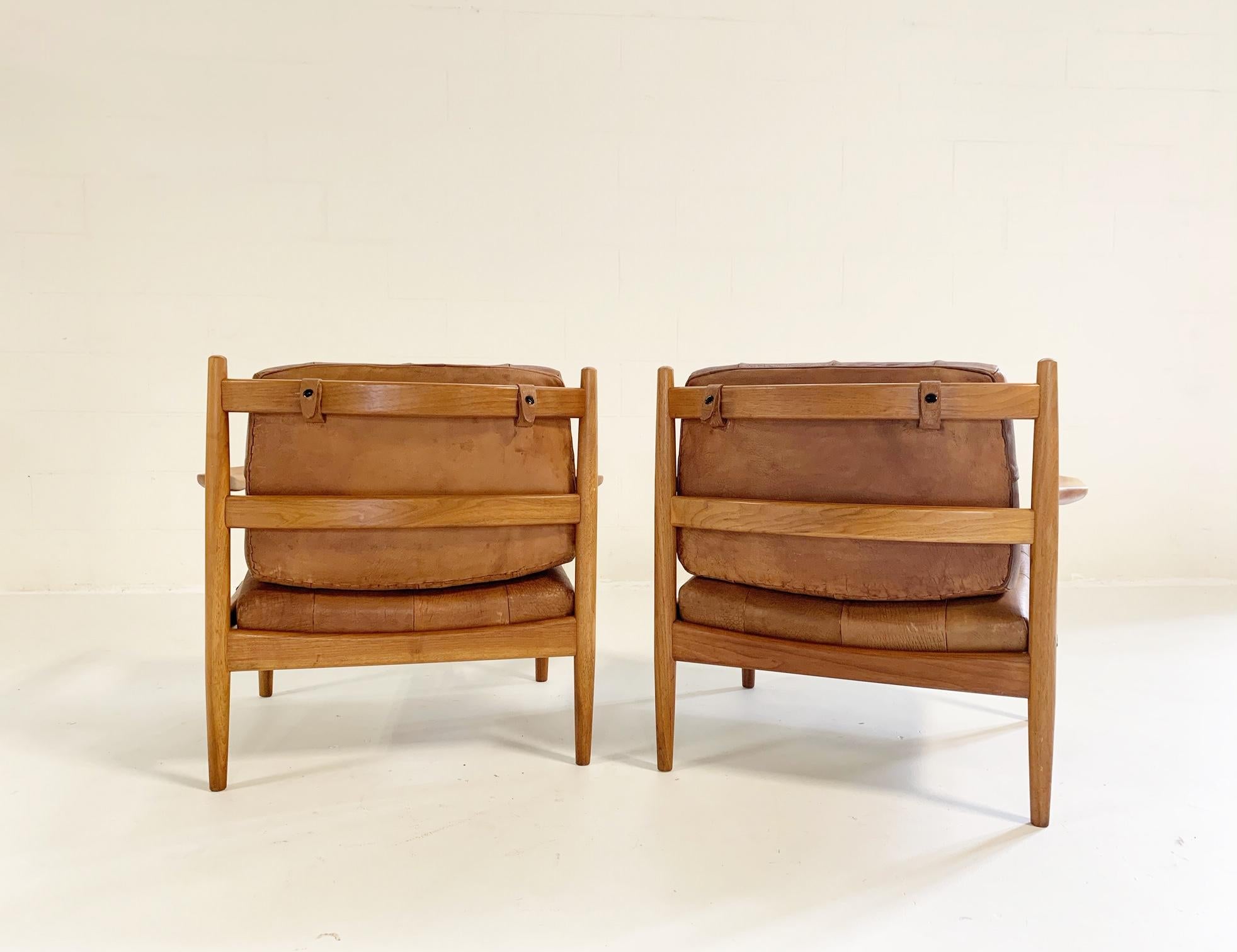 Mid-20th Century Ingemar Thillmark Lacko Buffalo Hide Lounge Chairs