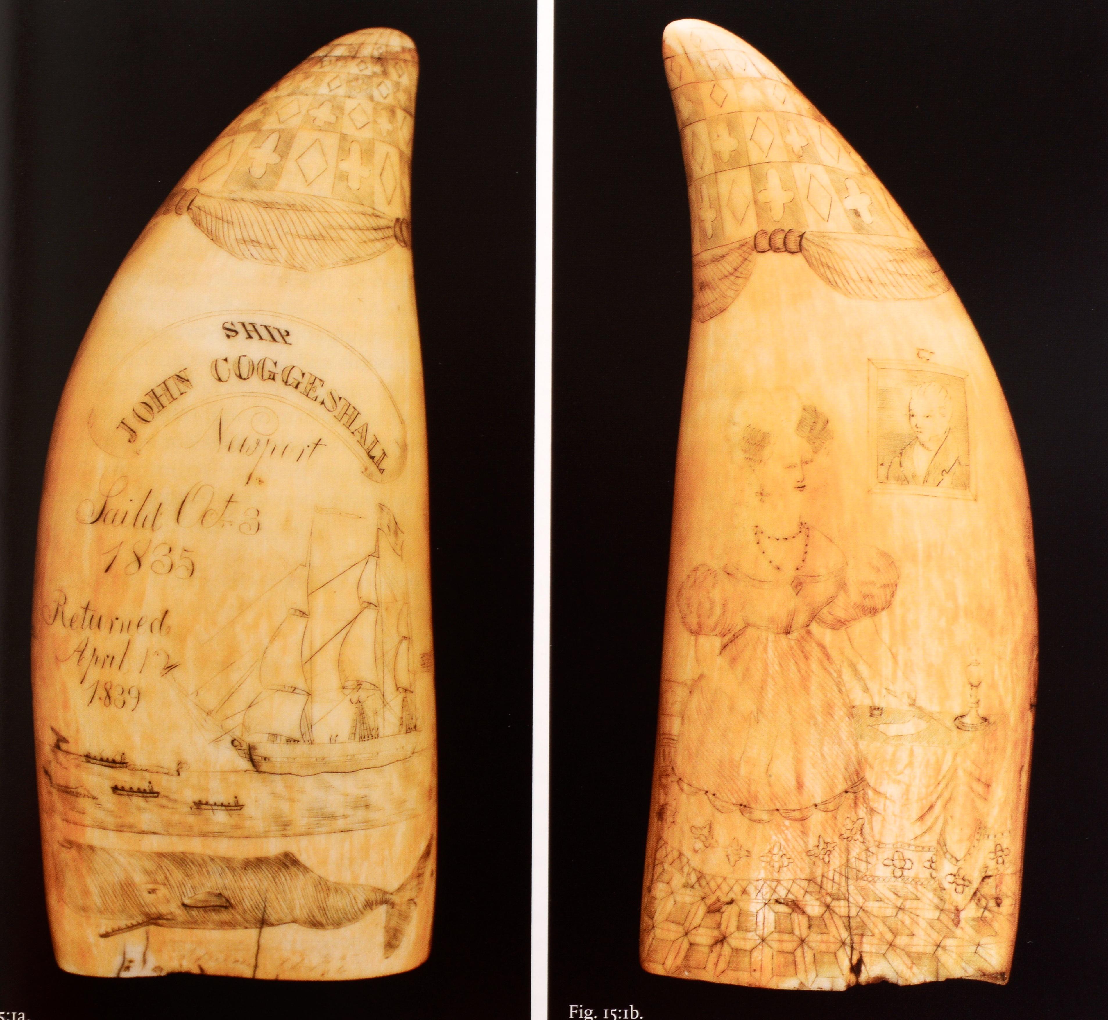 Geniale Erfindungen, kurios geschnitzte Scrimshaws, New Bedford Whaling Museum (Papier) im Angebot